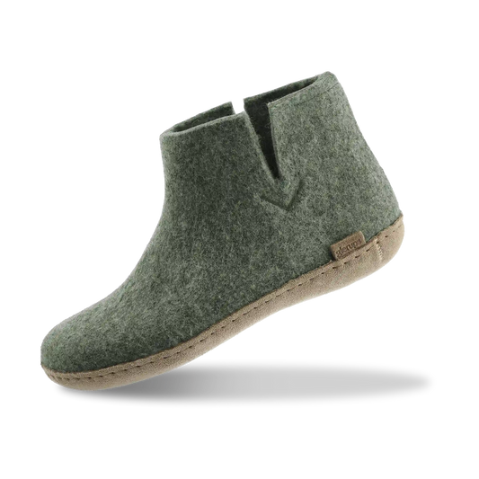 Boot with leather sole - Moss